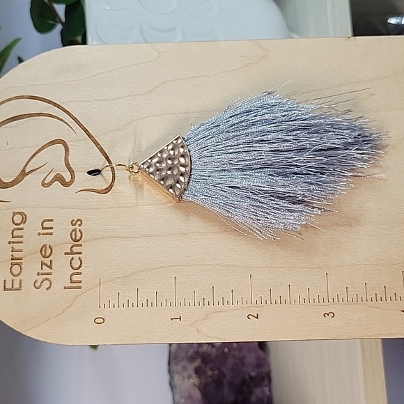 🔥LAST PAIR🔥 Marabou Style Tassel Drop Earrings - Picture 4 of 8